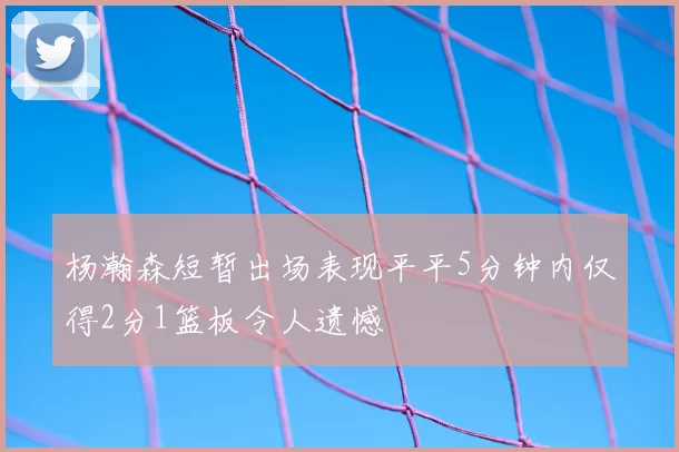 杨瀚森短暂出场表现平平5分钟内仅得2分1篮板令人遗憾